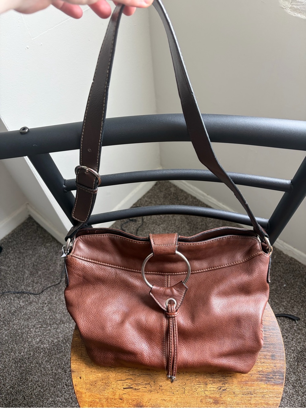 Leather Shoulder Bag in Brown - Women's Handbag